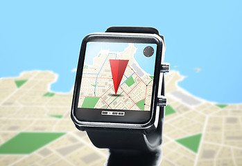 Image showing close up of smartwatch with navigator map