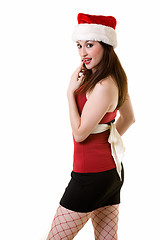 Image showing Attractive lady Santa