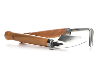 Image showing Small gardening shovel and fork