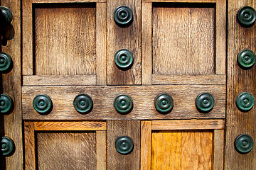 Image showing in london antique brown door  rusty  brass  light