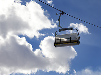 Image showing Chair-lift and sunlight sky