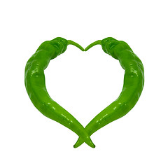 Image showing Heart composed of green peppers