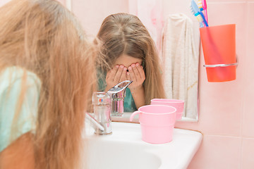 Image showing Child eye wash water in the bathroom