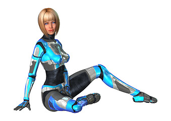 Image showing Female Cyborg on White