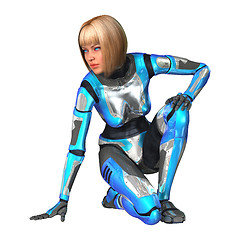 Image showing Female Cyborg on White