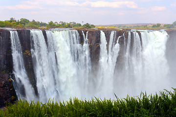 Image showing The Victoria falls with mist from water