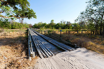 Image showing wooden bridge over Okavango swamps