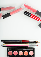 Image showing a set of professional makeup artist. Different Lipstick