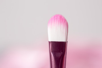 Image showing close-up pink professional cosmetic brush 