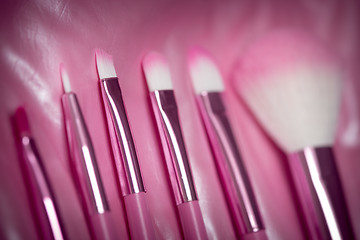 Image showing pink professional cosmetic brush 