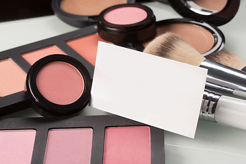 Image showing makeup cosmetics for eyes and bussiness card