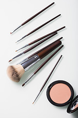 Image showing Makeup Brushes on white  background