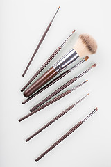 Image showing Makeup Brushes on white  background