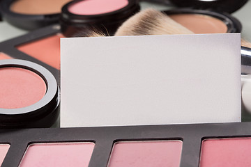 Image showing makeup cosmetics for eyes and bussiness card