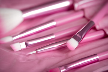 Image showing pink professional cosmetic brush 