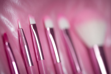 Image showing pink professional cosmetic brush 