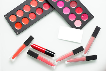 Image showing a set of professional makeup artist. Different Lipstick