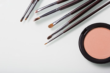 Image showing Makeup Brushes on white  background