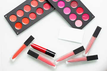 Image showing a set of professional makeup artist. Different Lipstick