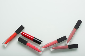 Image showing a set of professional makeup artist. Different Lipstick