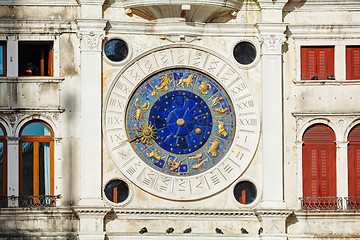 Image showing Astrological clock at Torre dell\'Orologio in Venice