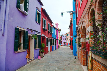 Image showing Brightly painted houses at the Burano canal