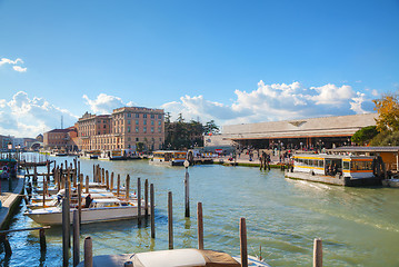 Image showing  Overview of Grand Canal and train station in Venice