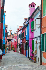 Image showing Brightly painted houses at the Burano canal