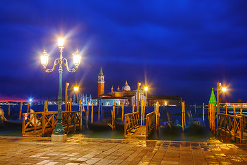 Image showing Gondolas floating in the Grand Canal