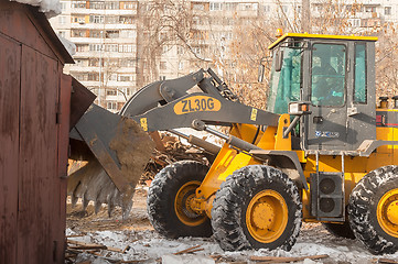 Image showing Tractor on building demolition