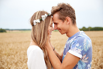 Image showing happy smiling young hippie couple outdoors