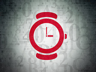 Image showing Time concept: Watch on Digital Paper background