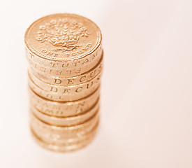 Image showing  Pound coin pile vintage