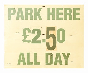 Image showing  Parking sign vintage