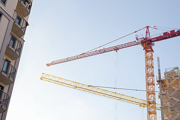 Image showing construction site, building and cranes