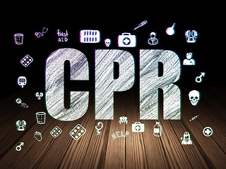 Image showing Healthcare concept: CPR in grunge dark room