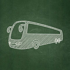 Image showing Vacation concept: Bus on chalkboard background