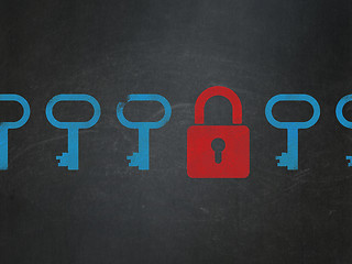 Image showing Privacy concept: closed padlock icon on School Board background