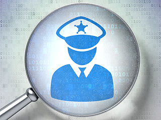 Image showing Privacy concept: Police with optical glass on digital background