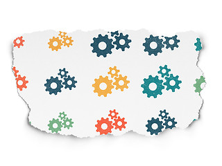 Image showing Web design concept: Gears icons on Torn Paper background