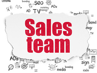 Image showing Advertising concept: Sales Team on Torn Paper background