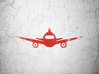 Image showing Travel concept: Aircraft on wall background