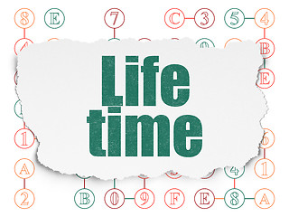 Image showing Timeline concept: Life Time on Torn Paper background
