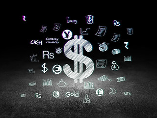 Image showing Currency concept: Dollar in grunge dark room