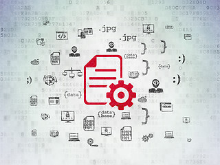 Image showing Database concept: Gear on Digital Paper background
