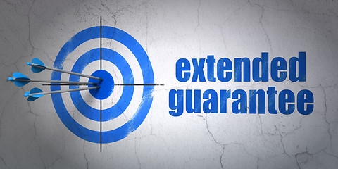 Image showing Insurance concept: target and Extended Guarantee on wall background