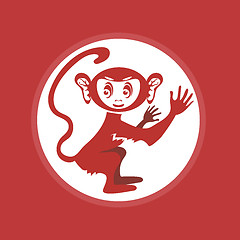 Image showing Red Monkey Icon. Symbol of New  Year