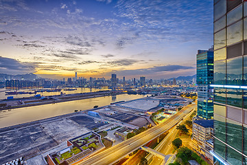 Image showing Hong Kong kowloon sunset