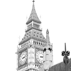 Image showing london big ben and historical old construction england  aged cit