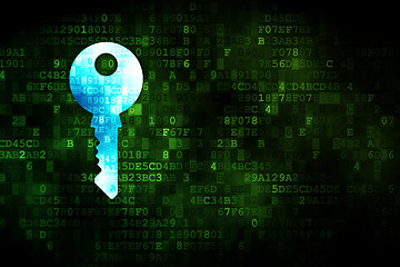 Image showing Protection concept: Key on digital background